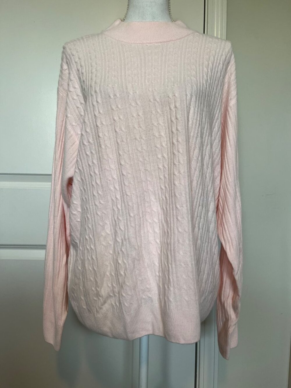 Vintage Crystal Kobe Pink Cable Knit Sweater 3X Mock Neck Plus